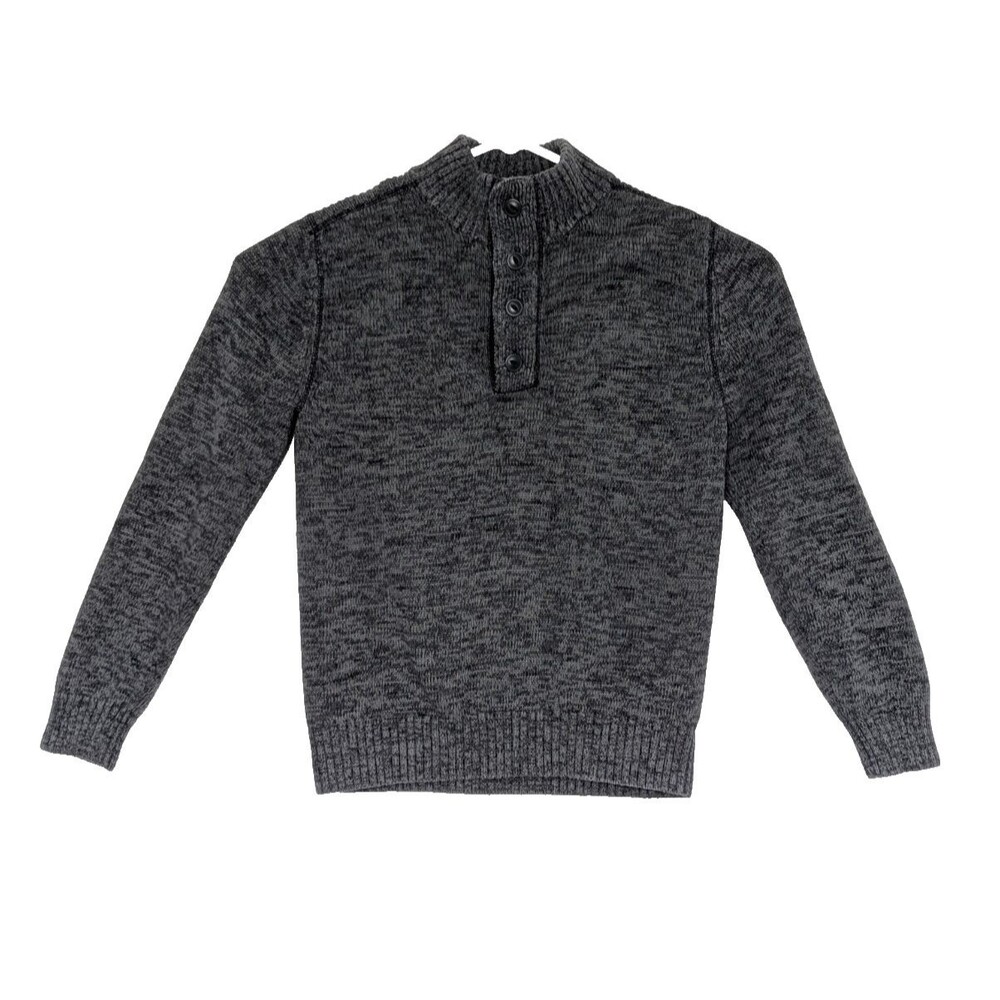 Converse Mens Large Gray Four Button Henley Pullover Sweater Knit Cotton